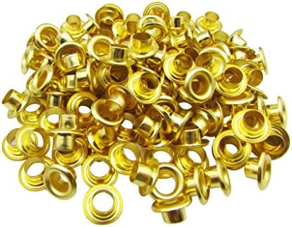 Amanaote 4.5mm Internal Hole Diameter Golden Eyelets Grommets with Washer Self Backing Pack of 200 Sets