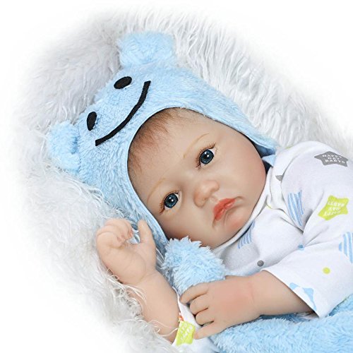 NPK Handmade Realistic Reborn Baby Dolls Vinyl Silicone Newborn Boy Doll with Free Magnet Pacifier Dummy