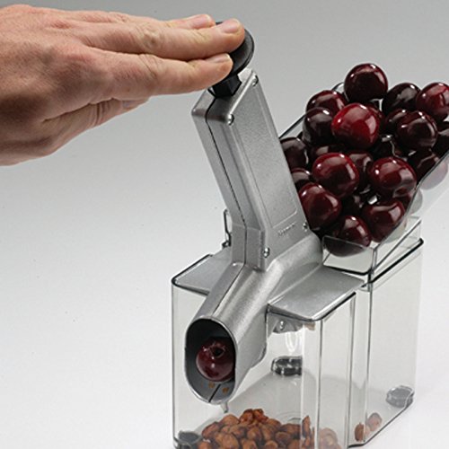 Westmark Kirschenentkerner mit schräggestellter Schütte und großer Kernkassette, Höhe: 33,3 cm, Kunststoff/Edelstahl/Aluminium, Kirschomat, Silber/Schwarz/Transparent, 40702260 - 4