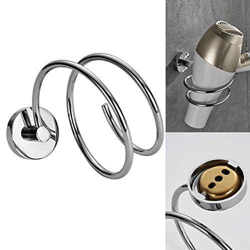 Rovate® Chrom Fönhalter Edelstahl Haartrocknerhalter Halter für Ihre Fön Bad - 4
