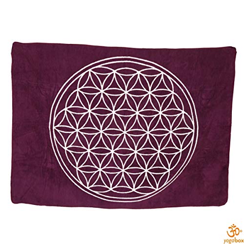 Yogabox Wendedecke Blume des Lebens 150 x 200 cm Made in Germany, aubergine/Natur