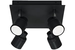 ValueLights | Matt Black 4 Way Square Ceiling Spotlight Adjustable GU10 Spotlight | Bath Ceiling Lights, Home Décor & Improvement Essential