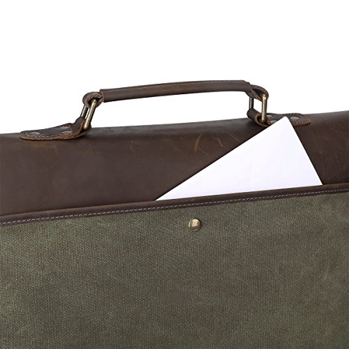 S-ZONE Vintage Segeltuch Leder Unisex Damen Herren Junge Multifunktiontasche Umh  ngetasche Henkeltaschen Laptoptasche Beutel f  r Arbeit Studium Reis