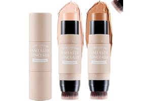 Erinde 2PCS Contour Foundation Stick with Brush, Highlighter Bronzer Pen, Face Brightens Shades Pencil, Highlighting Shade, Highlight Shaping Stick, Waterproof, Longwear Makeup (#01+#04).