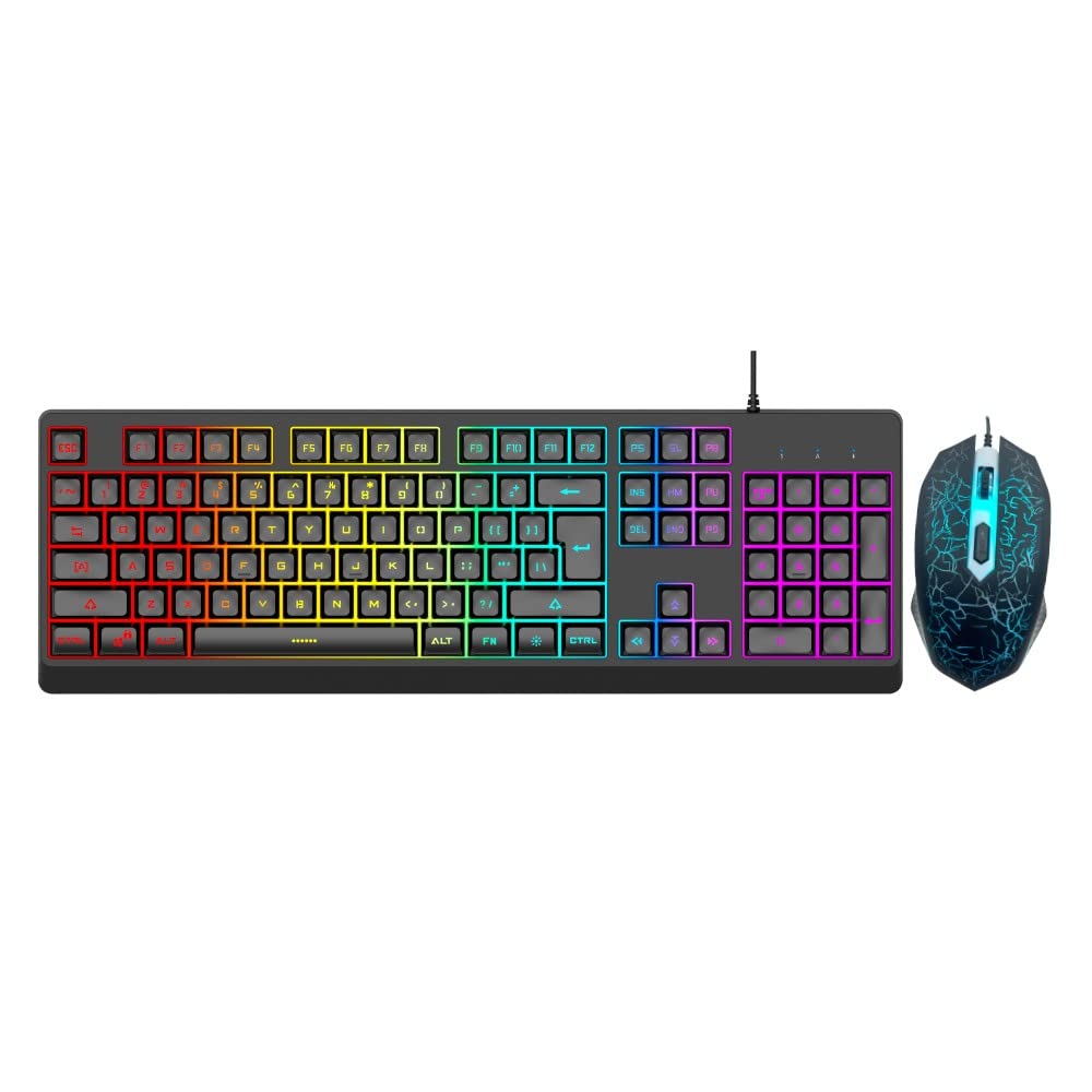Dyazo Wired Gaming Keyboard and Mouse Combo Static RGB Static Light (only 2 Modes on & Off) for Windows Compatible for PC, La