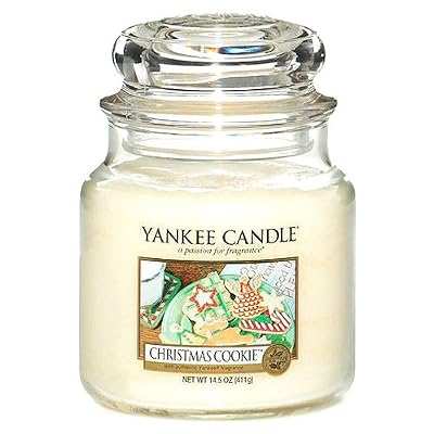 Yankee Candle 114504E Bougies jarres moyen parfumée Cookie de Noël Verre Jaune 10,6 x 9,8 x 13,2 cm