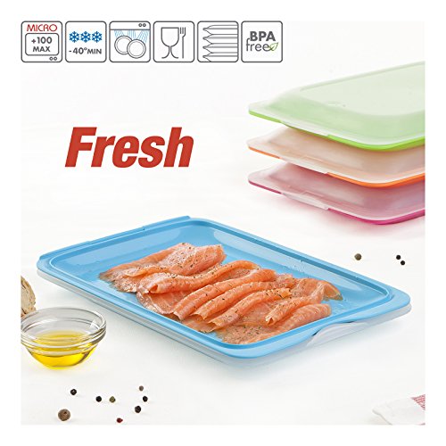 TATAY 1180001 – Wurstbehälter FRESH System, Vier Einheiten in blau, orange, grün und rosa Farben enthalten, Maßnahmen 17 x 3.2 x 25.2 cm - 6