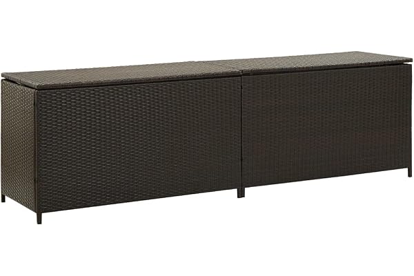 vidaXL Boîte de Rangement de Jardin Coffre de Rangement Banc de Rangement Boîte de Stockage Extérieur Résine Tressée 200x50x60 cm Marron
