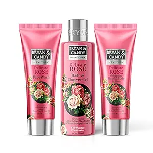 Bryan & Candy Delicate Rose Christmas Gift Set For Women (Face Wash, Bath And Shower Gel, Hand And Body Lotion), Enriched with Rose Water, Rose Oil, Aloe Vera (Pack of 3)