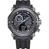 YZPNSSB Herrenuhr einfache und vielseitige Trend Freizeit wasserdicht Sport elektronische Uhr Quarzuhr (Farbe : Blau)