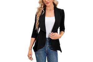 Clearlove Blazer Damen Elegant Business Blazer 3/4 Arm lang Slim Fit Frühling Jacke