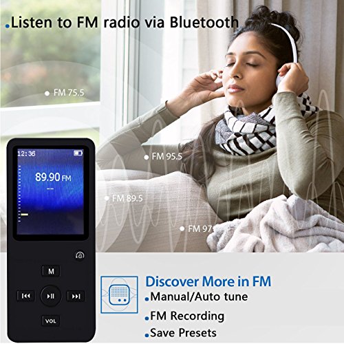 MP3-Player-with-Bluetooth8G-Portable-Lossless-Sound-Music-Player-for-Sport-MP3MP4-Player-18TFT-Screen-with-Built-in-SpeakerFM-RadioVoice-Recorder-Support-Expandable-up-to-32GB-Black
