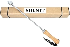 SOLNIT Bierstachel Beerspike Beer Caranelizer Bierkaramellisator Bierwärmer Echte Holz Griff, 100% Lebensmittel geeignete und rostfreiem Edelstahlkugel (Model 1)