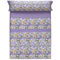 Mora 01D0009 Juego de Sábanas con Bajera Ajustable, Algodón-Poliéster, Lila, Individual, 160x270x3 cm
