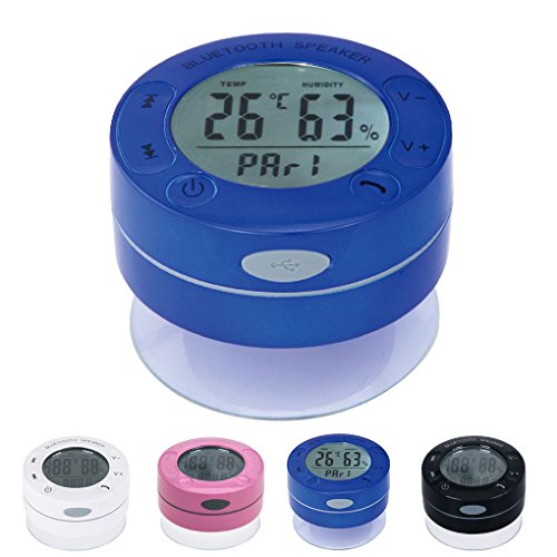 Wasserdichte Bluetooth 3.0 Saugnapf Duschlautsprecher LED Anzeige Temperatur Feuchtigkeit Speakerphone