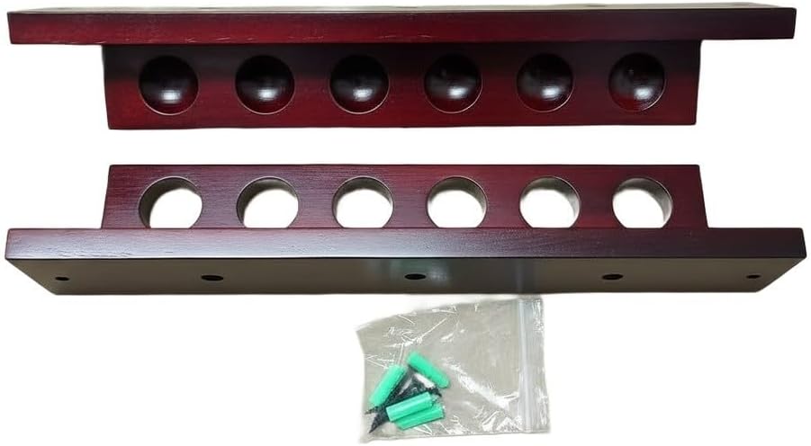 QOXEZY Soporte de madera para tacos de billar de billar montado en la pared con diseño compacto, perfecto para salas de juegos en casa, bares (rojo vino)