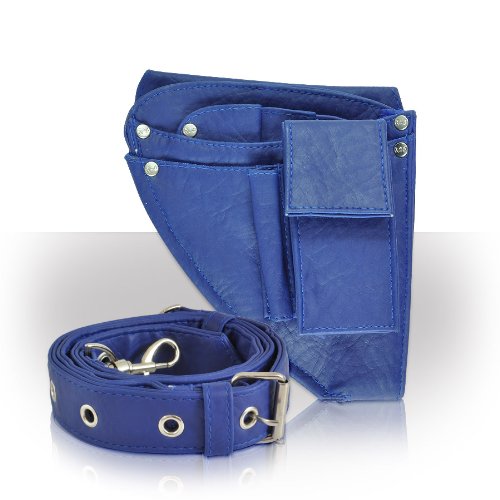 Roo Beauty Hairdressing Pouch, Scissor Holster with Belt, Hair Kit Accessories in Mini Blue