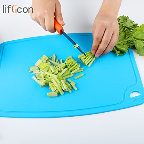 Liflicon [Koch-Experte]Premium Lebensmittelqualität Silikon Schneidebrett,BPA Frei Flexible rutschfeste antimikrobielle dicke Hitzebeständigkeit.Farbe[Blau] - 5
