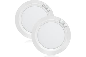 Awanber Deckenleuchte Batteriebetrieben mit Bewegungsmelder, 210LM LED Batterie Lampe Innen Aussen Hell Wandlampe Kabellos für Schrank, Schuppen, Keller, Garage, Flur - Ø16cm 6000K Kaltweiß (2 Stück)