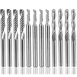 Fraise en carbure de tungstène 12 PCS, AFUNTA 4 PCS 1/8 "pour fraises CNC Outils à double cannelure + 8 fraises à 1 arête sim