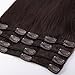 10-22" inches 70g-110g Hair Extensions 100% Real Remy Human Hair Full Head Clip in Straight 8 Pieces Standard Weft (16"-90g, #2 Dark Brown)