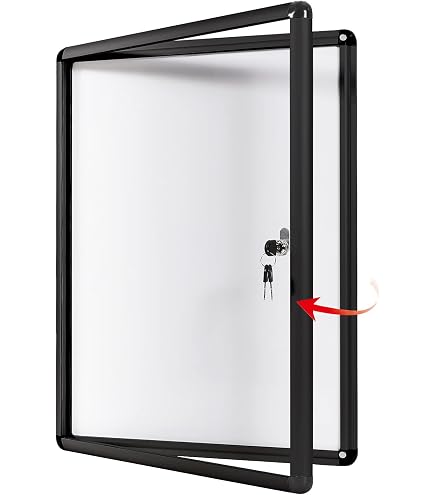 Vitrine Murale A4 MAULexcite - 4 Pages, Cadre Aluminium, Porte En Verre, Verrouillable - Pour Affichage Protégé Intérieur/extérieur Couvert