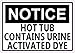 Price comparison product image 5 x 3.5 Notice Hot Tub Contains Urine Activated Dye Sticker Sign Decal