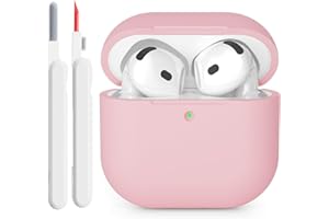 KOKOKA Silikonhülle Kompatibel mit AirPods 4 2024 Hülle Case, Front-LED Sichtbar, Stoßfeste Weiches Silikon Schutzhülle Case für AirPods 4. Generation mit Reinigungsset, Rosa