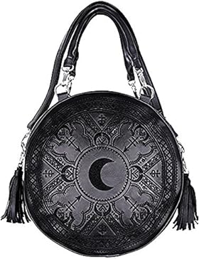 Gothic mystische Handtasche Tasche Restyle Luna Mond Henna Optik schwarz-weiss oder schwarz