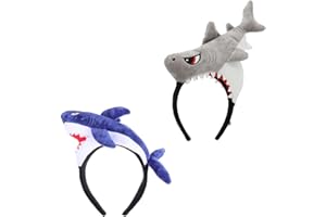 Healifty Pack of 2 Shark Headband Shark Costume Hat Sea Animal Party Headband Novelty Funny Cap Halloween Headwear for Party Supplies Favors