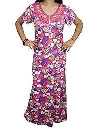 Indiatrendzs Women's Nighty Heart Printed Hosiery Nightwear Nightgown (Chest 42)