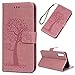 Produktbild Edauto für Samsung Galaxy A7 2018 Hülle Leder Flip Case Tasche Eule Baum Wallet Handyhülle Kunstleder Bookstyle Brieftasche Schutzhülle Handytasche Magnetisch Kartenfach Ständer Bargeld Etui Rosa