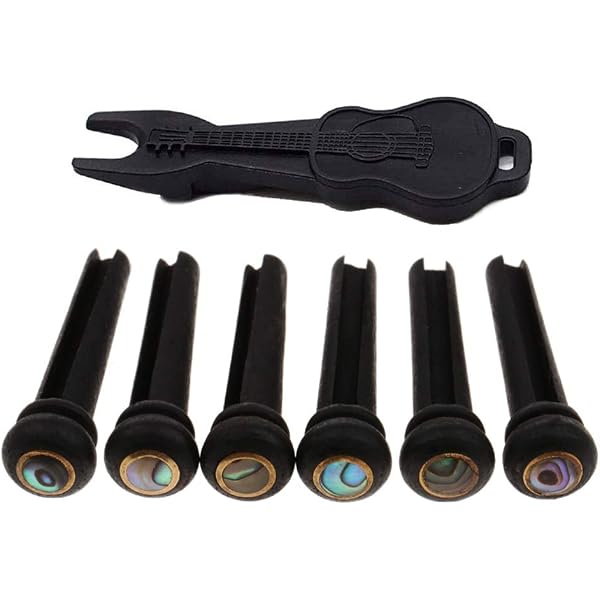 Chevalets De Guitare Acoustique En ébène – Lot De 6, Pré-fendus, Incrustation Point Blanc 3 Mm - 6