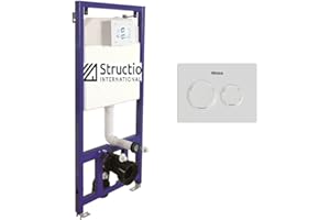 Structio International WC a parete, cassetta di risciacquo a incasso, elemento di montaggio e piastra di pressione (piastra di pressione 10, PP, Blu)