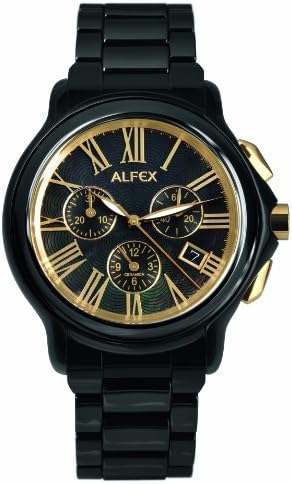 Alfex - 5629_796's Watch Quartz Chronograph Black Dial Steel Strap Nacre