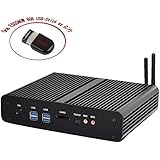 Eggsnow Fanless Core i7 Mini PC Desktop PC with Intel Core i7 5550U 2.0Ghz 8GB RAM 128GB SSD 1TB HDD 300M Wifi