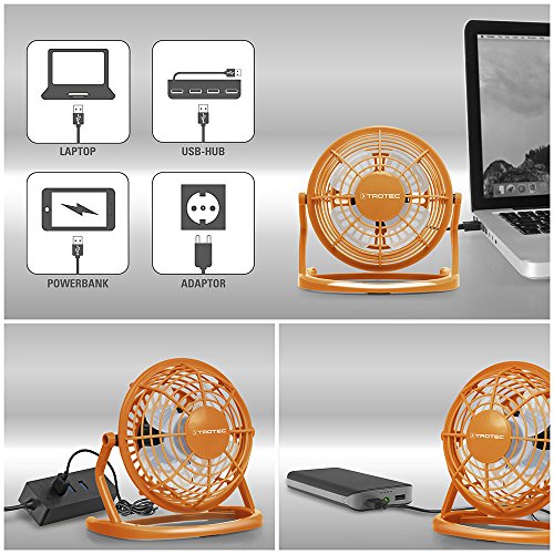 TROTEC TVE 1O Mini USB Ventilator / Fan / Lüfter Pumpkin Orange, geräuscharm mit An/Aus-Schalter, 360° Neigungswinkel, ideal für Schreibtisch Laptop Notebook, oder unterwegs (orange) - 8