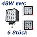Produktbild 6 X 48W EMC LED Offroad Arbeitsscheinwerfer weiß 12V 24V 4560 Lumen Flutlicht Reflektor worklight Scheinwerfer Arbeitslicht SUV UTV ATV Arbeitslampe Traktor Bagge (6)