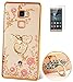 Produktbild ISENPENK Huawei Mate S/Mate S Dual(2015) Hülle Silikon Transparent 3D Bling Glitzer Ultra Slim Soft TPU Wasserdicht Shockproof Protection Case,Durchsichtig Weichem Silicone Thin Handyhülle,Butterfly Blume Kristall Diamant Glänzend Stoßdämpfend Spiegel Schutz Crystal Schutzhülle Etui Bumper mit Diamant Ring Halter Ständer Standfunktion Tasche für Huawei Mate S/Mate S Dual(2015) 5.5Zoll-[schemetterling,gold]+Panzerglas Folie Displayfoile Schutzfolie