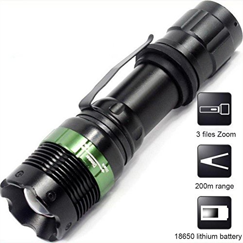 400 Lumen Zoomable CREE XM-L Q5 LED Taschenlampe Zoom Lamp Light - 3 Modus Einstellbare Helligkeit Wasserdichte Design Taschenlampe Beleuchtung für Wandern, Camping & Outdoor Aktivitäten (Schwarz)