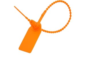 AOMGD 100 Pcs Fire Extinguisher Tags,Security Retail Anti-Theft Self-Locking Shoe Tag,Anti-Tamper Disposable Plastic Seals 250mm Length (Orange )