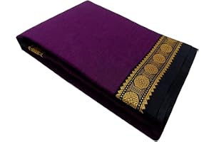 Anka's Handmade Bharatanatyam & Kuchipudi Dance Practice Cotton Saree | (Magenta With Black And Yellow Colour Rudraksha Border)