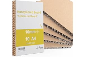 ANHELUS PAPER & DECO 10 A4 Honeycomb Board 10 mm | 10 Sheets Cellular Cardboard A4 Size | (21 x 29.7 cm) 1 cm Thick | Kraft on Both Sides | for Crafts and Packaging