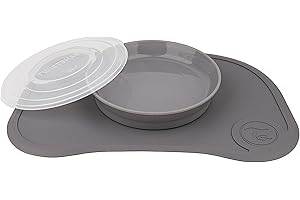 Twistshake Click Mat Mini + Plate | Baby Non-Slip Tableware Set | Baby Plate + Baby Placemat (31x17) | BPA-Free Baby Weaning Plate | Baby Suction Plate | Food Training Plate for Kids 6m+ | Grey