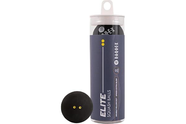 Raquex Tube de 3 Balles de Squash Balles de Squash à Point Rouge pour débutants, Juniors à Point Bleu, Point Jaune avancé, Double Point Jaune compétition. Approuvée par la WSF