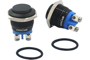 Coolais drucktaster 1 no tastschalter 230v druckschalter ip67 elektro taster wasserdicht 16mm druckknopf schalter Metall knopfschalter mit Schraub Klemme 3A 12V 230 250VAC-2 stück PBSM-10