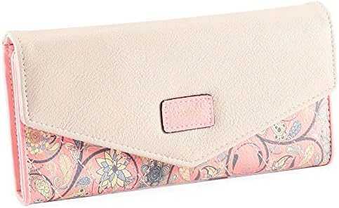 eZoneUK® Floral Print Womens Fashion Clutch Leather Handbag Lady's Bowknot Wallet Coin Purse (Pink)