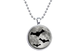 Yumilok Glow in The Dark Round Luminous Pendant Alloy Resin Locket Necklace for Women/Men/Children, Fluorescent Blue