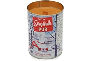 MapleFarm - Candela al profumo di sciroppo d'acero in lattina tradizionale Canadese. Stoppino in legno. Maple syrup candle. 1 unità (Confezione da 1)