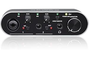 BOMGE BMG11S USB-Audio-Schnittstelle (24 Bit/192 kHz) mit XLR, 48 V Phantomspeisung, für Gitarristen, Sänger, Podcaster oder Produzenten – High-Fidelity-Aufnahme in Studioqualität (ruhiges Blau)